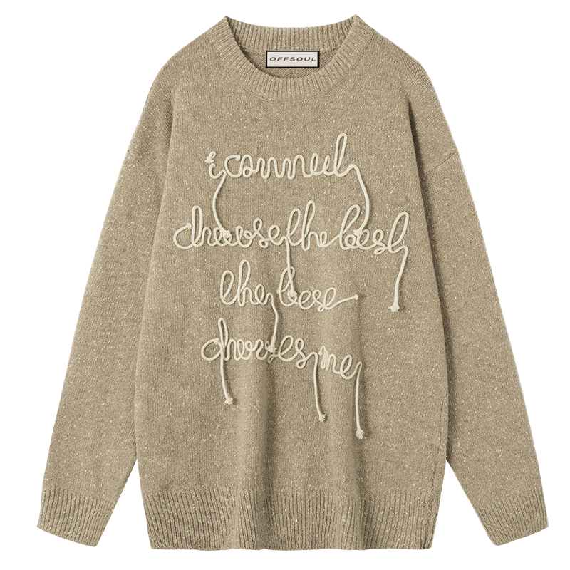 RTK (W) No. 1409 KNITTED EMBROIDERED CURSIVE PULLOVER SWEATER