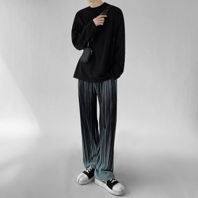 RT No. 8026 TWO TONE WIDE STRAIGHT PANTS