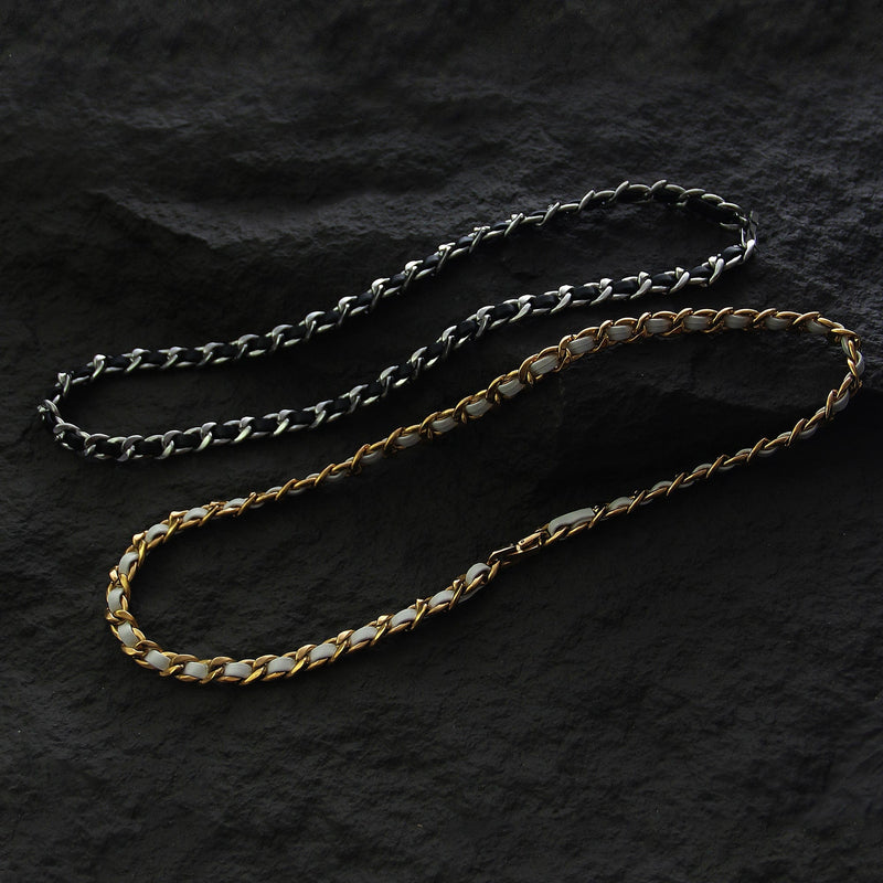LEATHER WRAPPED CUBAN CHAIN NECKLACE
