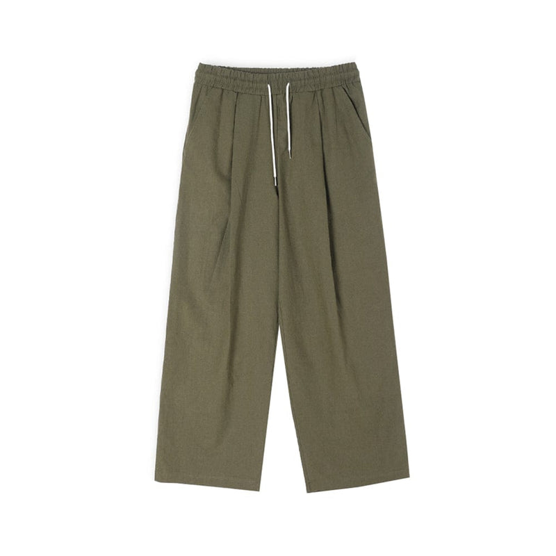 RT No. 9032 ARMY GREEN FOLDED WIDE STRAIGHT PANTS