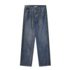 RTK (W) No. 1819 DRAWSTRING WIDE STRAIGHT DRAPE DENIM JEANS