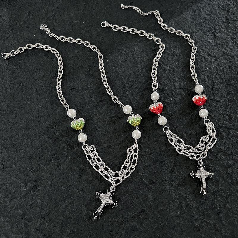 CROSS PEARL CHAIN NECKLACE