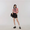 RTK (W) No. 3220 DENIM SHORTS & PINK SHORT SLEEVE