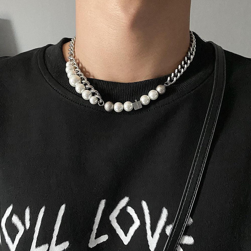 PEARL CUBAN CHAIN NECKLACE