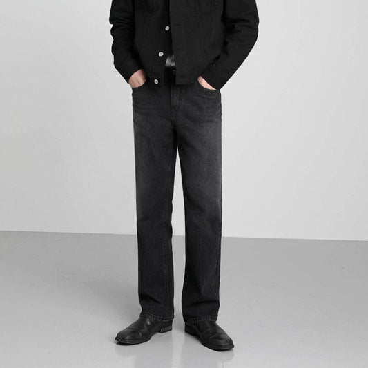 RT No. 3155 WASHED BLACK WIDE STRAIGHT PANTS