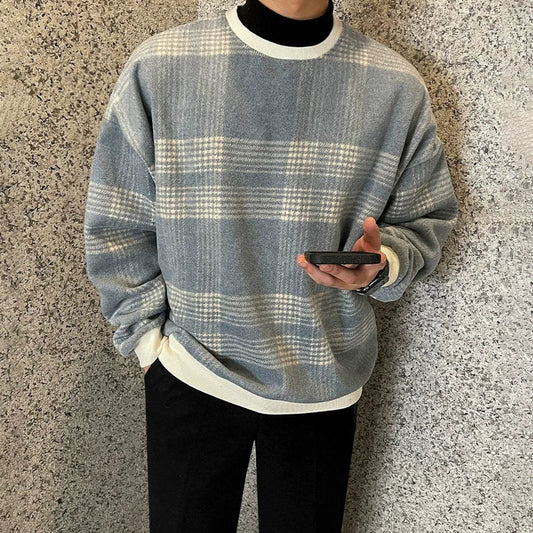 RT No. 10178 KNIT PLAID PULLOVER SWEATER