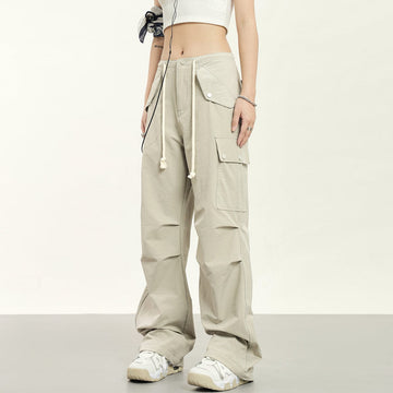 RTK (W) No. 1922 DRAWSTRING MULTI-POCKET WIDE CARGO PANTS