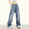 RTK (W) No. 2055 BLUE WIDE STRAIGHT DENIM JEANS