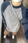 RT No. 6433 KNITTED TWO TONE PULLOVER SWEATER