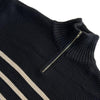 RT No. 5402 KNITTED BLACK STRIPED HALF-ZIP TURTLENECK SWEATER