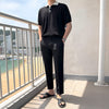 RT No. 9167 BLACK KNIT CONTRAST POLO SHIRT