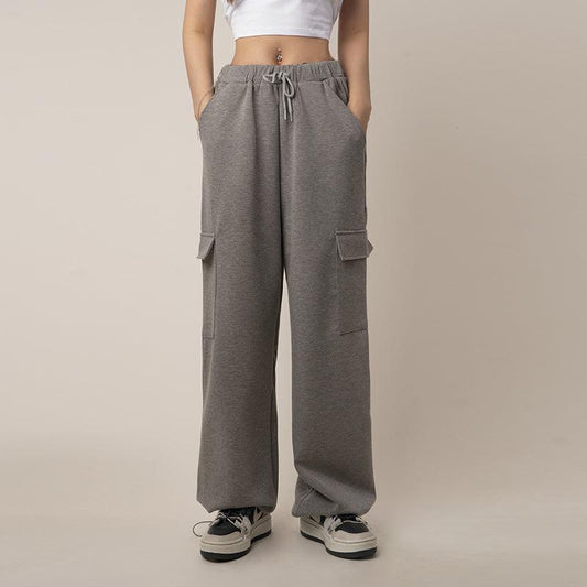 RTK (W) No. 1412 GRAY DRAWSTRING WIDE SWEATPANTS