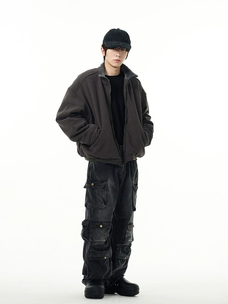 RT No. 11089 WASHED BLACK STRAIGHT CARGO PANTS