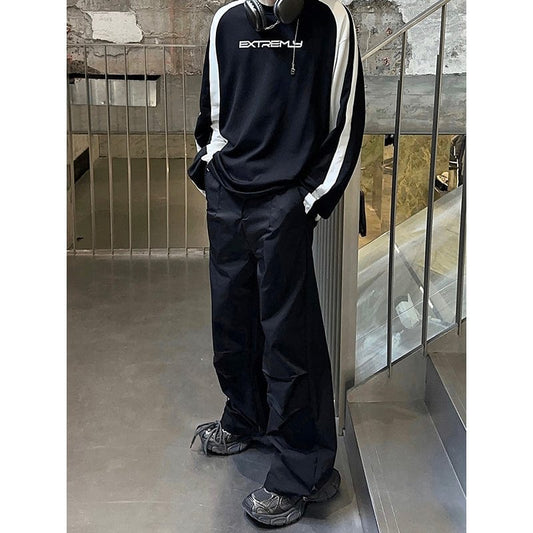 RT No. 9116 BLACK SPORT CASUAL STRAIGHT PANTS