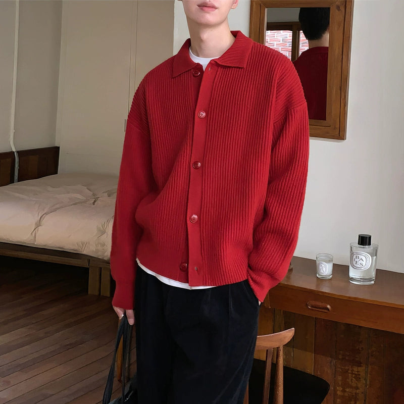 RT No. 11143 KNITTED FULL BUTTON-UP SWEATER