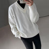 RT No. 3344 WHITE V-NECK KNITTED SWEATER