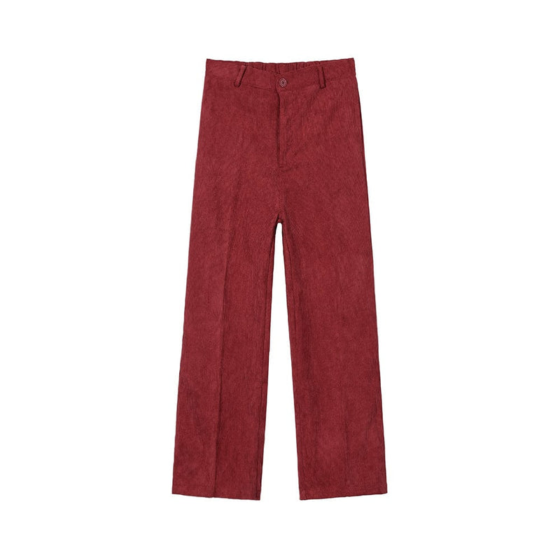 RT No. 6219 CLARET RED CORDUROY WIDE STRAIGHT PANTS