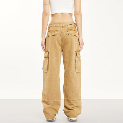 RTK (W) No. 1394 RECONSTRUCTED WASHED MULTI-POCKET WIDE STRAIGHT PANTS