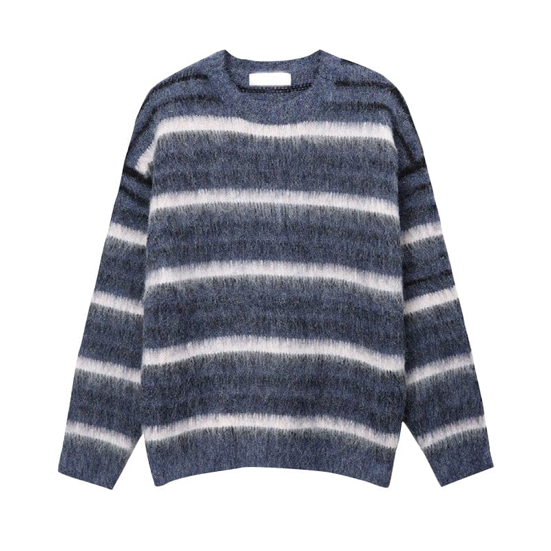 RT No. 6612 KNITTED MOHAIR STRIPED PULLOVER SWEATER