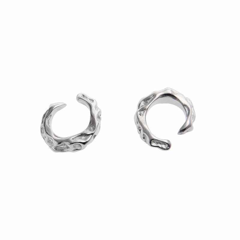 CLIP ON TEXTED LARGE HOOP EARRING