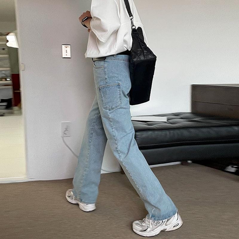 RT No. 4371 LIGHT BLUE STRAIGHT WIDE JEANS