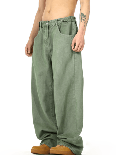 RT No. 11193 WASHED GREEN WIDE STRAIGHT JEANS