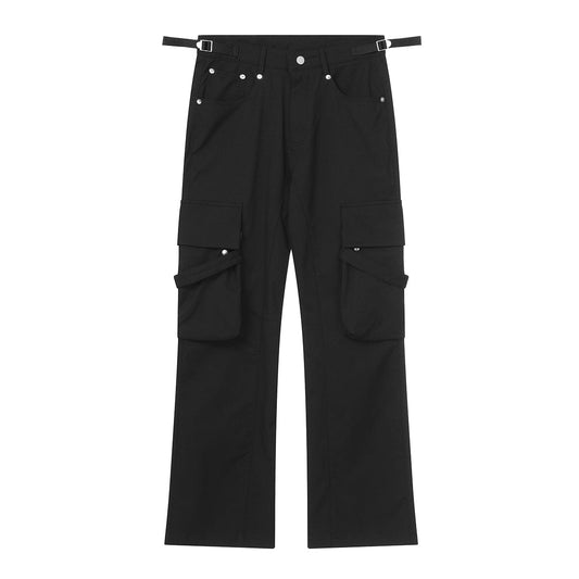 RTK (W) No. 3061 BLACK POCKET STRAIGHT CARGO PANTS