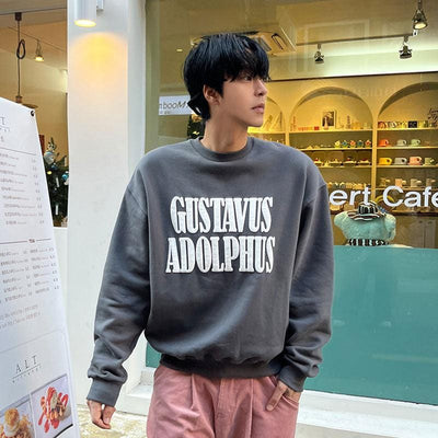 RT No. 6716 GRAY LETTERED PULLOVER SWEATER