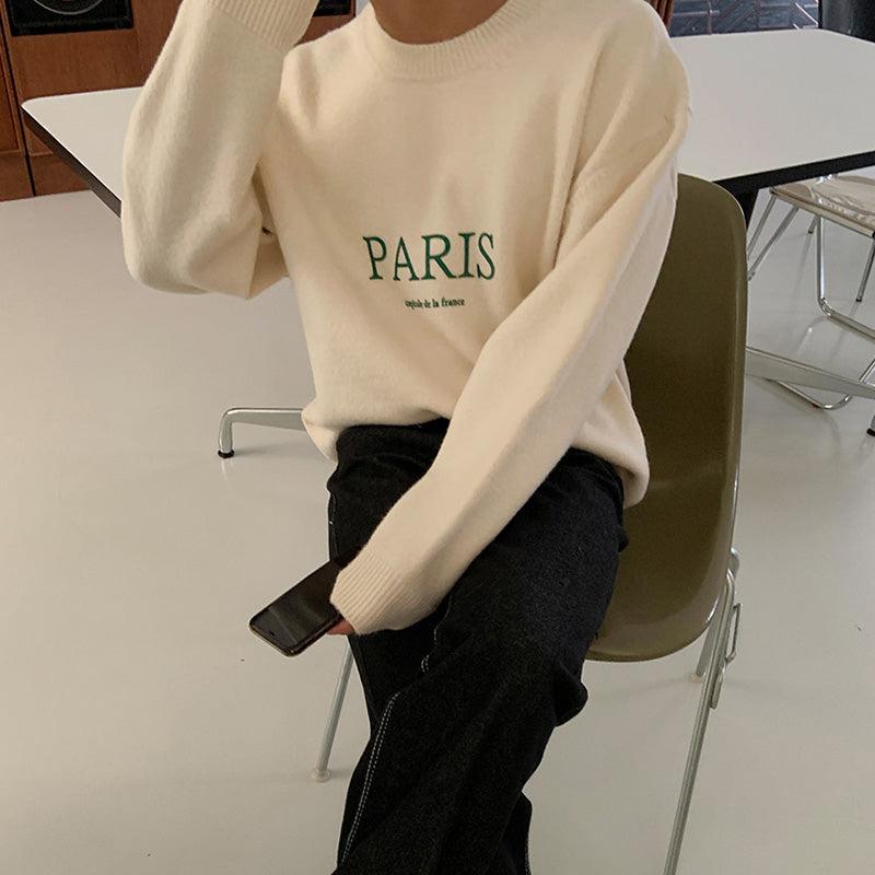 RT No. 4340 KNITTED PARIS LETTERED SWEATER