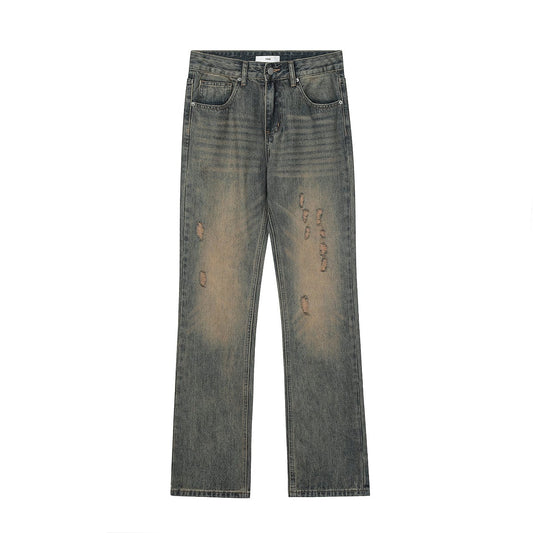 RTK (W) No. 2035 YELLOW MUD SLIM STRAIGHT DENIM JEANS