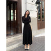 RTK (W) No. 1846 BLACK KNIT V-NECK LONG DRESS