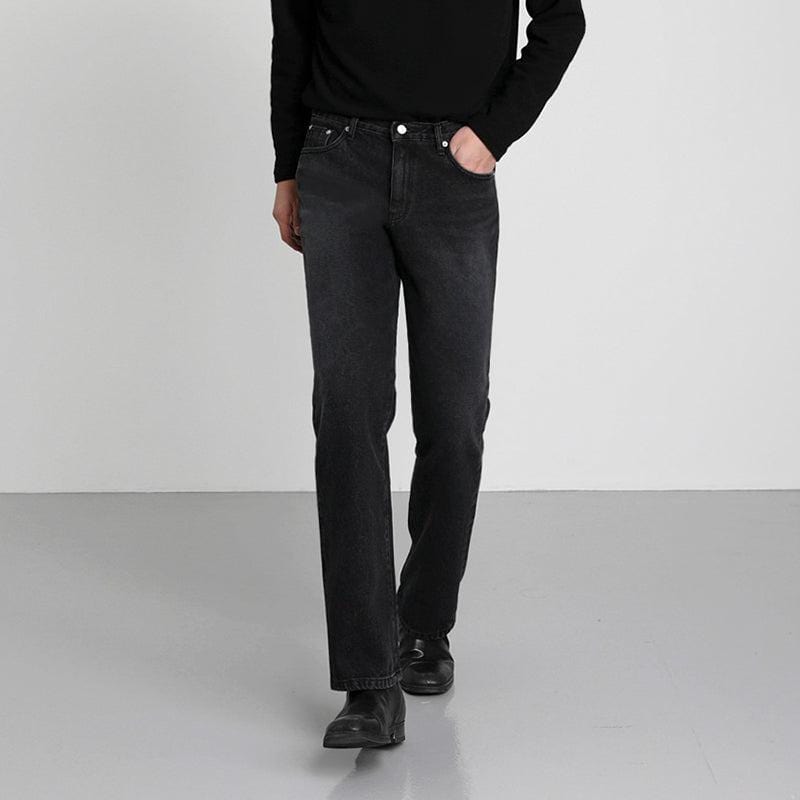 RT No. 3155 WASHED BLACK WIDE STRAIGHT PANTS
