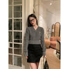 RTK (W) No. 1521 V-NECK KNITTED CROP SWEATER