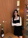 RTK (W) No. 1737 V-NECK CONTRAST KNIT SWEATER