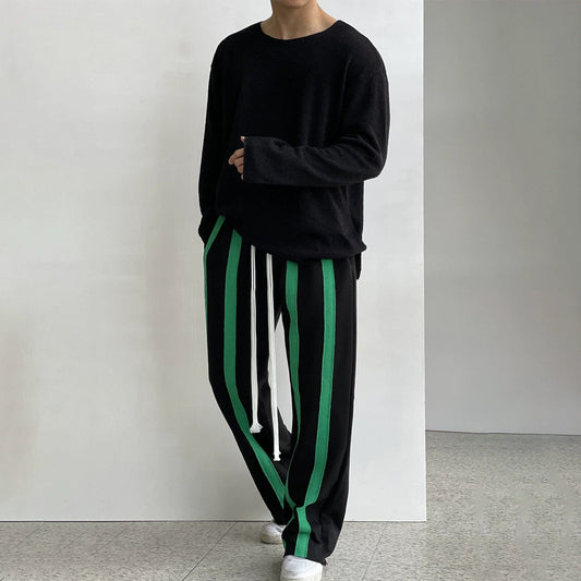 RT No. 10201 DRAWSTRING STRIPED STRAIGHT PANTS
