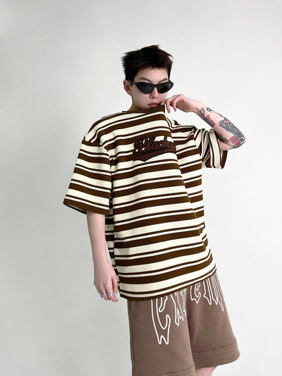 RT No. 9211 KNITTED STRIPED HALF SLEEVE TEE