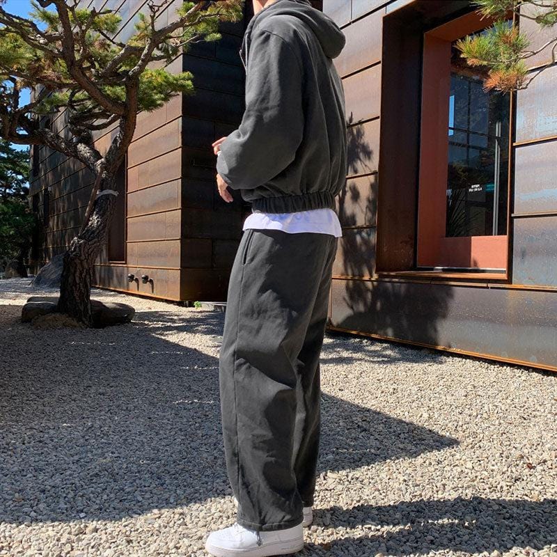 RT No. 6399 CHARCOAL GRAY ZIP-UP HOODIE & SWEATPANTS – REALTAKAI