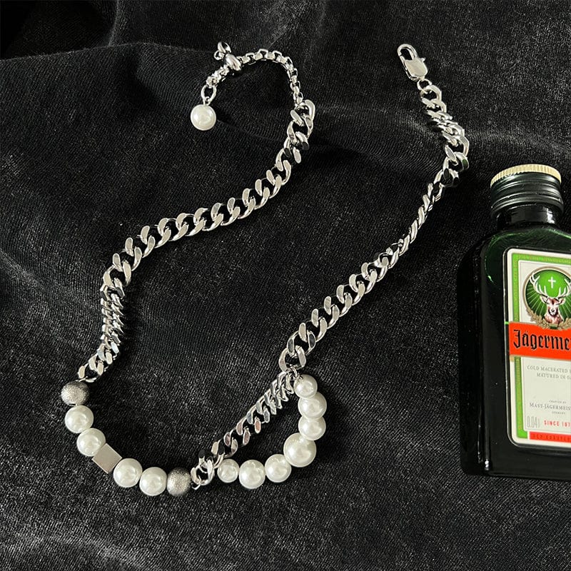 DOUBLE PEARL CHAIN NECKLKACE