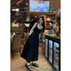 RTK (W) No. 1729 BLACK SLEEVELESS STRAP LONG DRESS