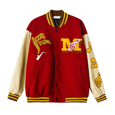 RT No. 3383 MUSIC EMBROIDERY LEATHER VARSITY JK