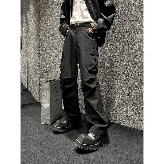 RT No. 9543 BLACK STRAIGHT CARGO PANTS