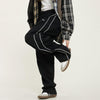 RTK (W) No. 1205 BLACK RETRO STYLED STRIPED WIDE SWEATPANTS