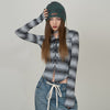 RTK (W) No. 1604 KNITTED DRAWSTRING STRIPED LONGSLEEVE