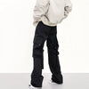 RTK (W) No. 1800 BLACK MULTI-POCKET STRAIGHT CARGO PANTS