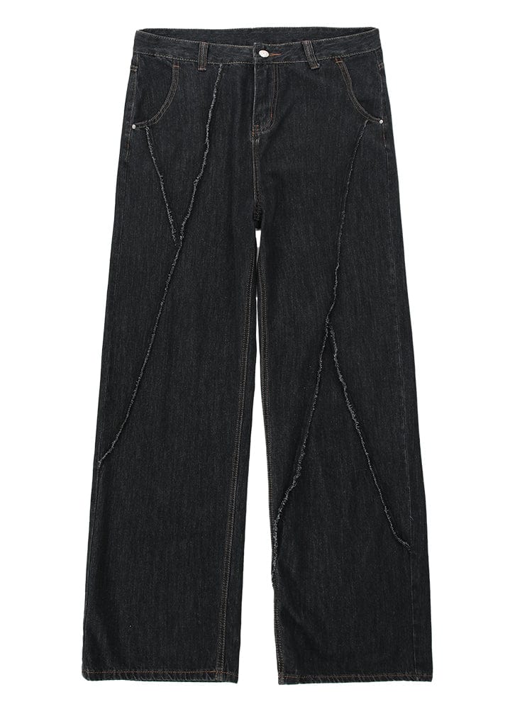 RT No. 9584 BLACK RECONSTRUCTED STRAIGHT DENIM JEANS