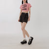 RTK (W) No. 3220 DENIM SHORTS & PINK SHORT SLEEVE