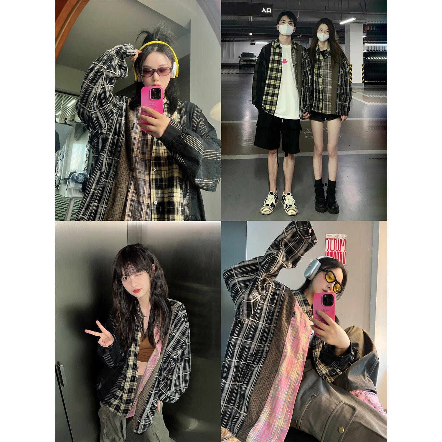 Suga - BTS Triple Plaid Pattern Shirt