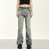 RTK (W) No. 1917 YELLOW BLUE SLIM MICRO FLARED DENIM JEANS