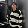 RT No. 6628 STRIPED KNITTED BUTTON-UP SHIRT SWEATER