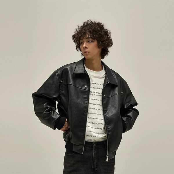 RT No. 10042 LEATHER ZIP-UP JACKET – REALTAKAI RT No. 10042 LEATHER ZIP-UP JACKET – REALTAKAI